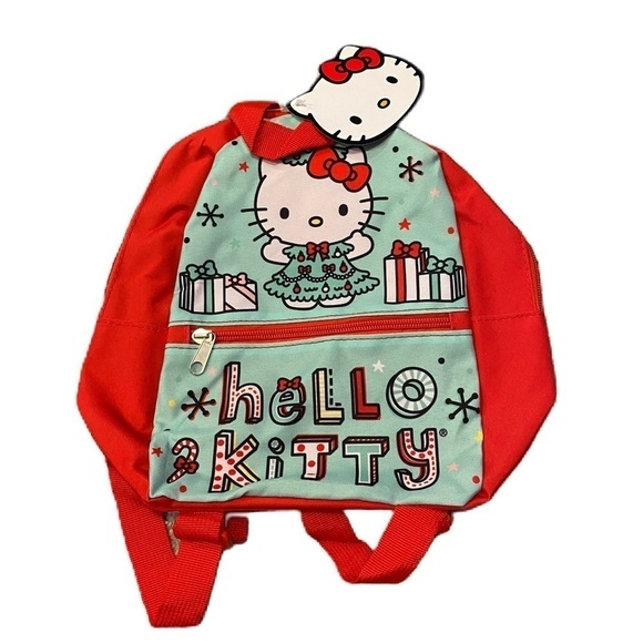 Hello Kitty Christmas Tree Mini Backpack Book Bag NEW Green Red Holiday - Picture 1 of 3